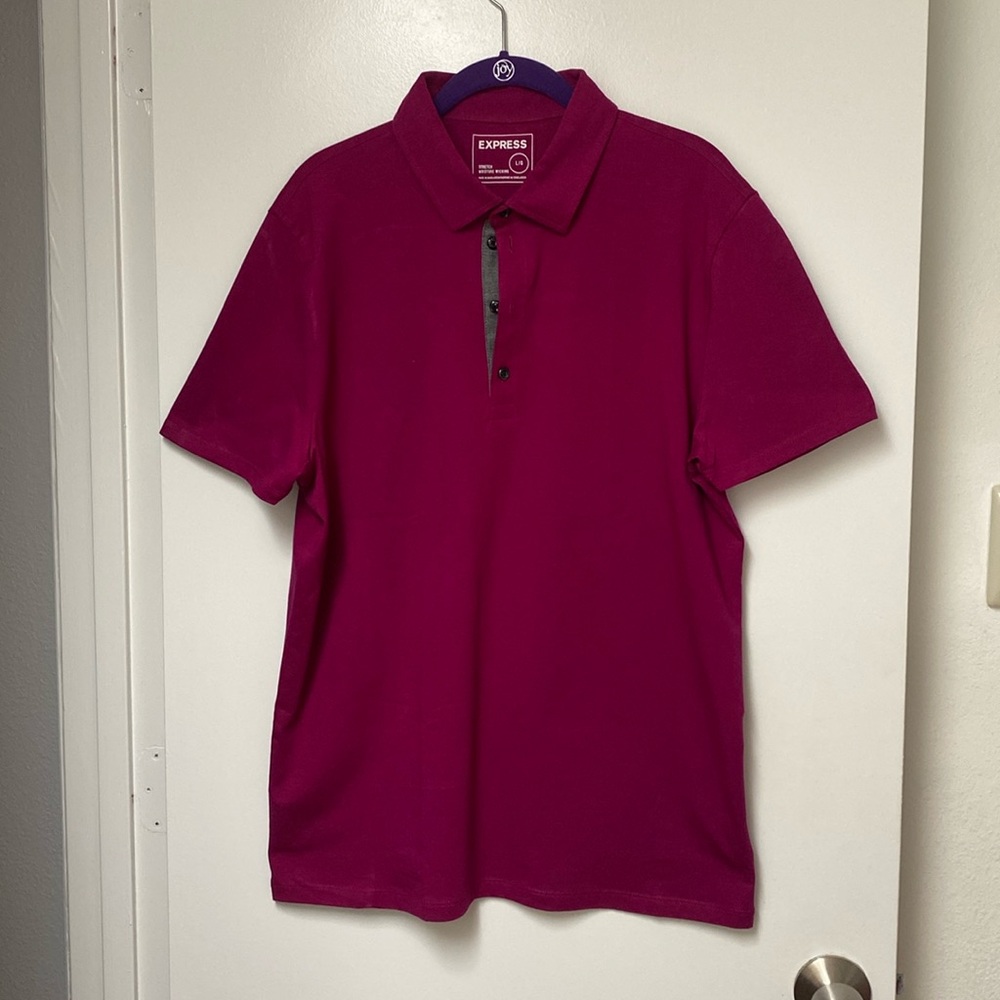Express Men’s Size Large Magenta Polo w/ Stretch and Moisture Wicking technology